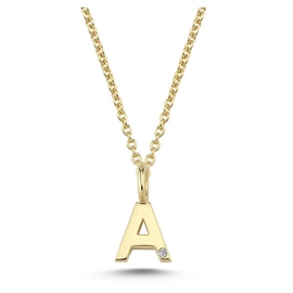 Buchstabenanhänger in 14 kt Gold mit 0,005 ct - 6,5 mm